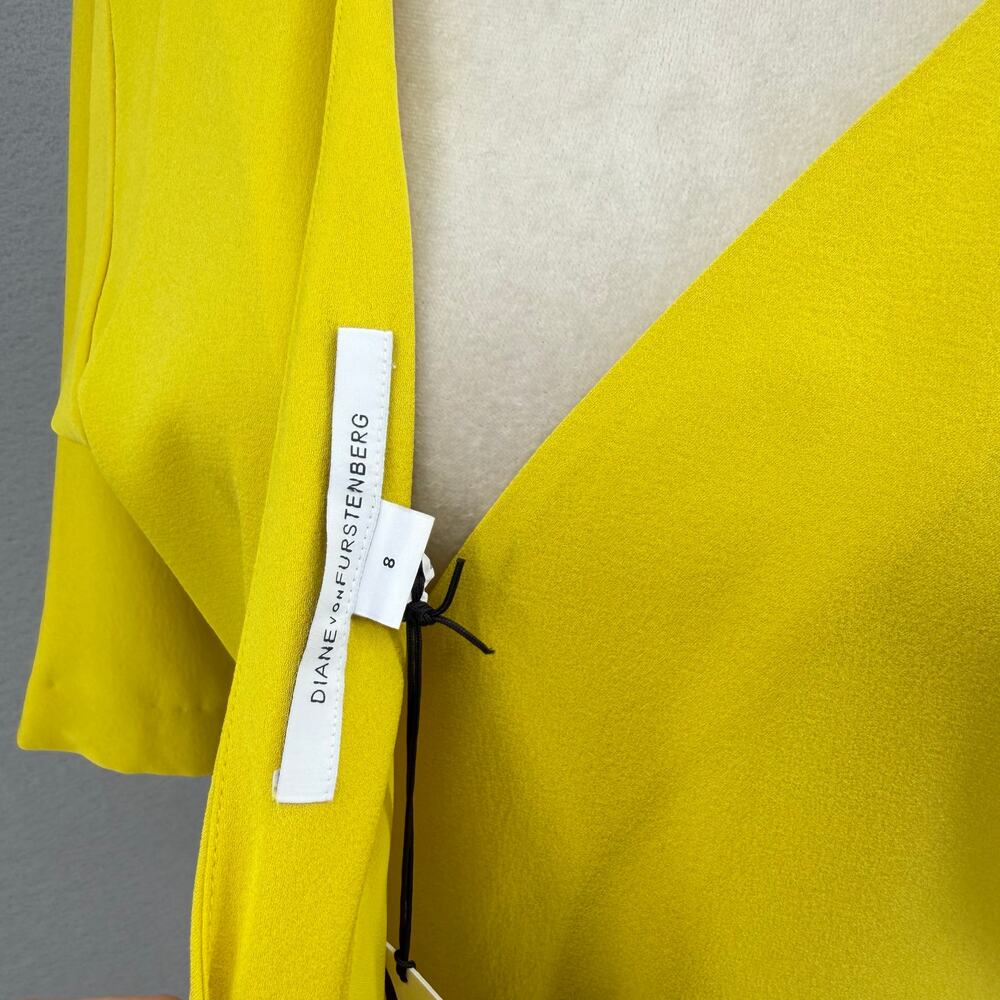 Diane von Furstenberg NWT Shannon Reversible Lemon Yellow Silk Wrap Dress DVF - Picture 10 of 13